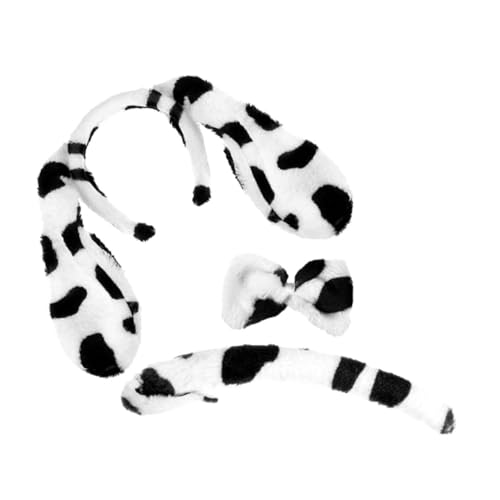 Ciieeo Plüsch Hund Kostüm Set mit Dalmatiner Ohr Stirnband und Fliege Weiches Tier Cosplay Zubehör für Halloween Fasching Kostümparty Leicht Tragbar für Mädchen und Frauen von Ciieeo