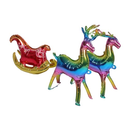 Ciieeo Teiliges Weihnachtsballon Set Rentier und Schlitten Aufblasbare Folienballons mit Farbverlauf Schnelle Befüllung Langlebig und Vielseitig für Winter und Weihnachtsfeiern von Ciieeo