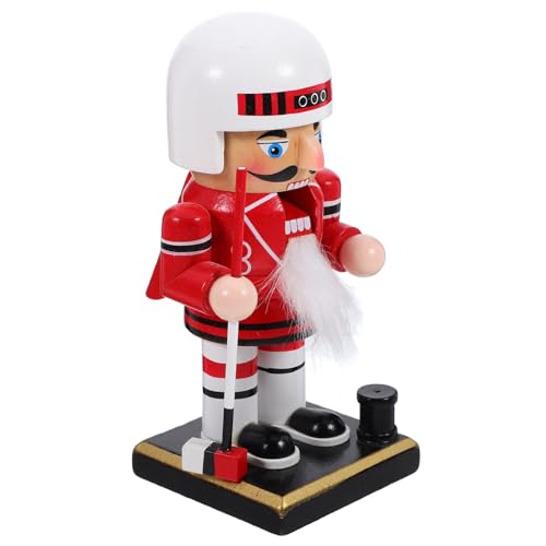 Ciieeo Traditioneller Hölzerner Weihnachts Eishockey Dekoration Stabile Holzfigur als Festlicher Tischschmuck für Sportliche Weihnachtsfeiern und Winterliche Partyambiente von Ciieeo
