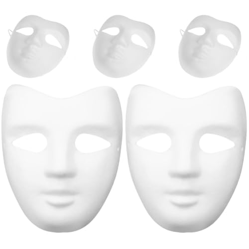Ciieeo Vollgesichtsmasken Zum Selbermachen 5 Stück Weiße Papiermasken Maskerade-Tanzmasken Blanko Cosplay-Kostümmasken Handbemalte Karnevalsmasken Für Karneval Partyzubehör von Ciieeo