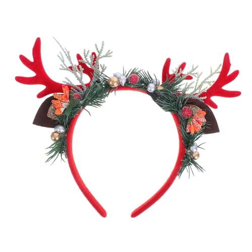 Ciieeo Weihnachtlicher Rentier-ohren Haarreif Kreatives Rotes Geweih-design Leicht und Bequem für Festliche Partys Familienfeiern und Cosplay Passend für Damen und Mädchen von Ciieeo