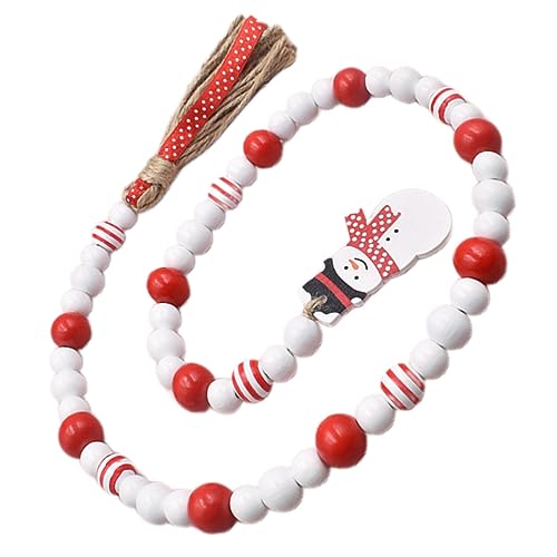 Ciieeo Weihnachtsdeko Holzperlen Schneemann Anhänger mit Quaste Bunte Holzperlen Girlande für Wand und Wohnaccessoires Vielseitig Einsetzbar zur Festlichen Dekoration von Ciieeo