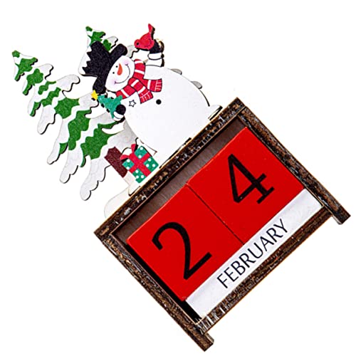 Ciieeo Weihnachtskalender Schneemann Holz Tischkalender Adventskalender Dekoration für Zuhause Büro Kreativ und Praktisch für Erwachsene von Ciieeo
