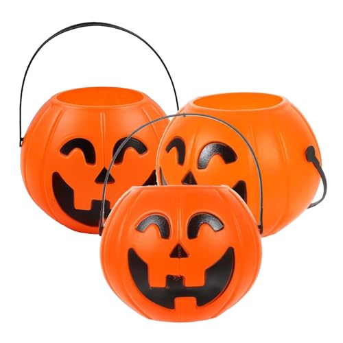 3/6 Stück Halloween-Kürbis-Süßigkeiten-Eimer, 17 cm, tragbare Kürbis-Eimer, Kürbis-Eimer mit Griffen, Halloween-Partyzubehör, für Halloween-Partyzubehör 3/6 Stück Halloween-Kürbis-Süßigkeiten-Eimer, 17 cm, tragbare Kürbis-Eimer, Kürbis-Eimer mit Griffen, Halloween-Partyzubehör, für Halloween-Partyzubehör von Cikiki