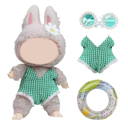 3 x Badeanzug für 17 cm große Puppe (ohne Puppe), Puppen-Regenmantel und Schwimmring, Sonnenbrille, niedlicher Anzug, Kleidung, Outfits, Sommerdekoration für Mädchenpuppen von Cikiki
