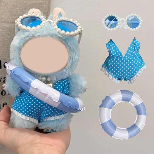 3 x Badeanzug für 17 cm große Puppe (ohne Puppe), Puppen-Regenmantel und Schwimmring, Sonnenbrille, niedlicher Anzug, Kleidung, Outfits, Sommerdekoration für Mädchenpuppen von Cikiki