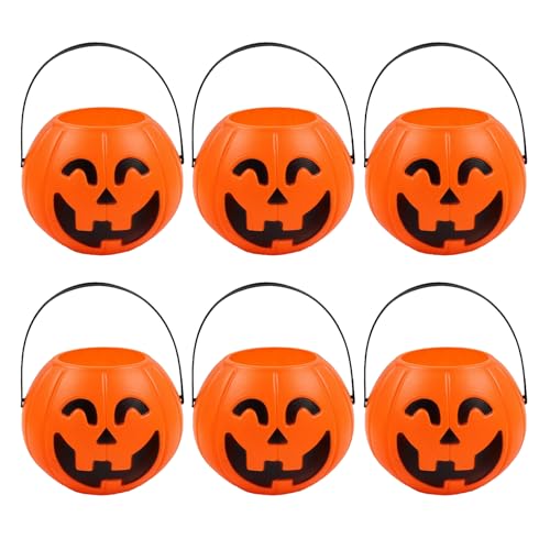 Cikiki 3/6 Stück Halloween-Kürbis-Süßigkeiten-Eimer, 17 cm, tragbare Kürbis-Eimer, Kürbis-Eimer mit Griffen, Halloween-Partyzubehör, für Halloween-Partyzubehör Cikiki 3/6 Stück Halloween-Kürbis-Süßigkeiten-Eimer, 17 cm, tragbare Kürbis-Eimer, Kürbis-Eimer mit Griffen, Halloween-Partyzubehör, für Halloween-Partyzubehör von Cikiki