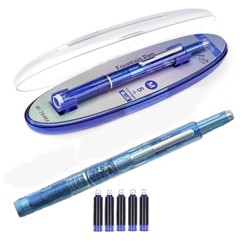 Cikiki Füllfederhalter, einziehbarer Füllfederhalter, 0,38 mm, feine Spitze, Set mit 5 schwarz/blauen Tintenpatronen, Aufklebernotizen, Index-Tabs, Tintenspritze, glattes Schreiben für Schreiben, Büro Cikiki Füllfederhalter, einziehbarer Füllfederhalter, 0,38 mm, feine Spitze, Set mit 5 schwarz/blauen Tintenpatronen, Aufklebernotizen, Index-Tabs, Tintenspritze, glattes Schreiben für Schreiben, Büro von Cikiki