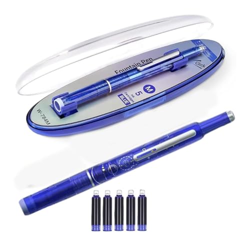 Cikiki Füllfederhalter, einziehbarer Füllfederhalter, 0,38 mm, feine Spitze, Set mit 5 schwarz/blauen Tintenpatronen, Aufklebernotizen, Index-Tabs, Tintenspritze, glattes Schreiben für Schreiben, Büro Cikiki Füllfederhalter, einziehbarer Füllfederhalter, 0,38 mm, feine Spitze, Set mit 5 schwarz/blauen Tintenpatronen, Aufklebernotizen, Index-Tabs, Tintenspritze, glattes Schreiben für Schreiben, Büro von Cikiki