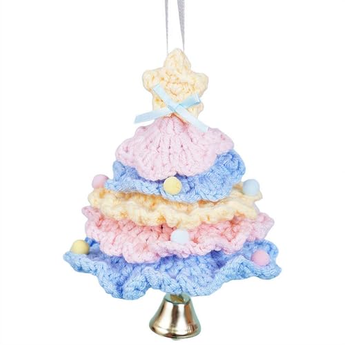 Kreative Häkel-Mini-Baumwollgarn, Weihnachtsbaum, hängende Ornamente für Auto-Rückspiegel von Cikiki