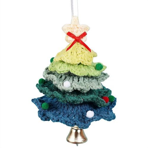 Kreative Häkel-Mini-Baumwollgarn, Weihnachtsbaum, hängende Ornamente für Auto-Rückspiegel von Cikiki