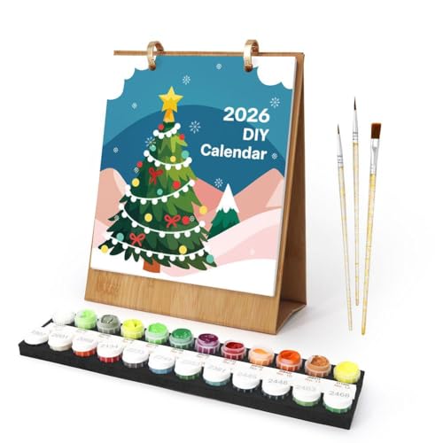 Malen-nach-Zahlen-Kalender 2026, 17,8 x 22,4 cm, monatlicher Schreibtischkalender mit vorgedruckter Leinwand und Farben, Kunstbedarf für Malen nach Zahlen, Basteln und DIY-Medien Malen-nach-Zahlen-Kalender 2026, 17,8 x 22,4 cm, monatlicher Schreibtischkalender mit vorgedruckter Leinwand und Farben, Kunstbedarf für Malen nach Zahlen, Basteln und DIY-Medien von Cikiki
