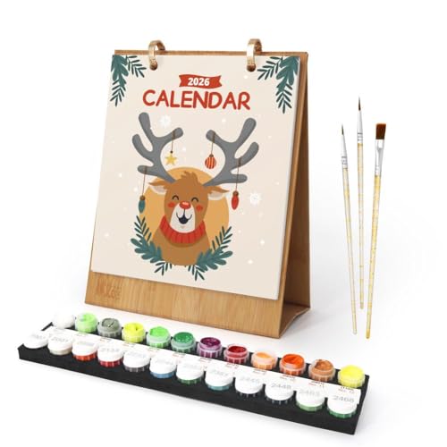 Malen-nach-Zahlen-Kalender 2026, 17,8 x 22,4 cm, monatlicher Schreibtischkalender mit vorgedruckter Leinwand und Farben, Kunstbedarf für Malen nach Zahlen, Basteln und DIY-Medien Malen-nach-Zahlen-Kalender 2026, 17,8 x 22,4 cm, monatlicher Schreibtischkalender mit vorgedruckter Leinwand und Farben, Kunstbedarf für Malen nach Zahlen, Basteln und DIY-Medien von Cikiki