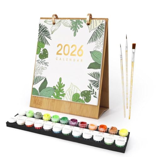 Malen-nach-Zahlen-Kalender 2026, 17,8 x 22,4 cm, monatlicher Schreibtischkalender mit vorgedruckter Leinwand und Farben, Kunstbedarf für Malen nach Zahlen, Basteln und DIY-Medien Malen-nach-Zahlen-Kalender 2026, 17,8 x 22,4 cm, monatlicher Schreibtischkalender mit vorgedruckter Leinwand und Farben, Kunstbedarf für Malen nach Zahlen, Basteln und DIY-Medien von Cikiki