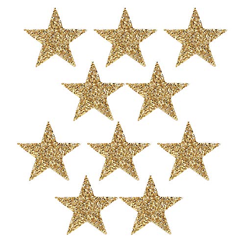 10 Stück Star Hot gestickten Patch Aufnähen/Aufbügeln Patch Applique Kleidung Kleid Pflanze Hut Strass Aufkleber Hot Melt Adhesive DIY Kleidung Telefon Dekoration Zubehör(Golden) von Cikonielf