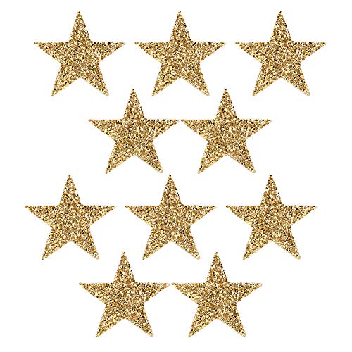 10 Stück Star Hot gestickten Patch Aufnähen/Aufbügeln Patch Applique Kleidung Kleid Pflanze Hut Aufkleber Hot Melt Adhesive DIY Kleidung Telefon Dekoration Zubehör(Golden) von Cikonielf