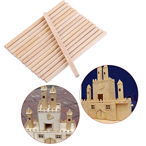 100 Stück Holzdübelstangen, Stäbchen mit glänzendem Aussehen für DIY-Bastelprojekte, Modellbau, Lernspielzeug für Kinder von Cikonielf
