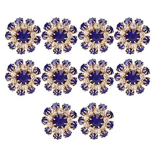 10PCS Strassknöpfe Königsblau Strass Nähknöpfe Schneeflocke Cabochon Metall Vintage Knöpfe für DIY Handwerk von Cikonielf