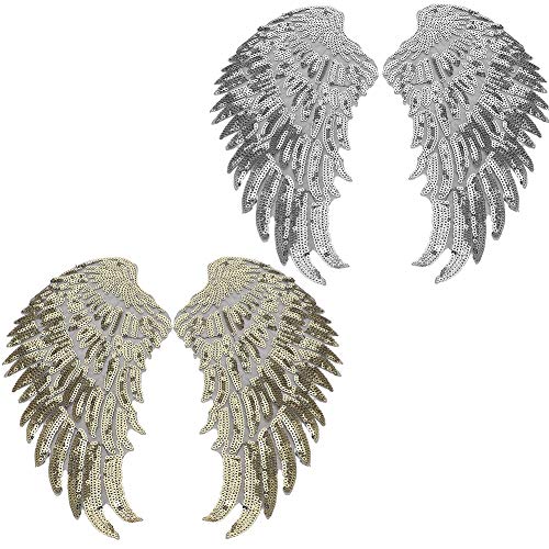 2 Paare DIY Kleidung Wing Pailletten Patch Pailletten Angel Wings Bügelbild DIY Craft Patch für Kleidung Dekor von Cikonielf