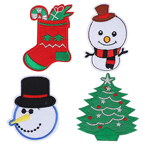 24 Stück Applikationen Weihnachten Stickerei Stoff Patches Weihnachtsmann Schneemann DIY Bügelflicken Zubehör Weihnachten von Cikonielf