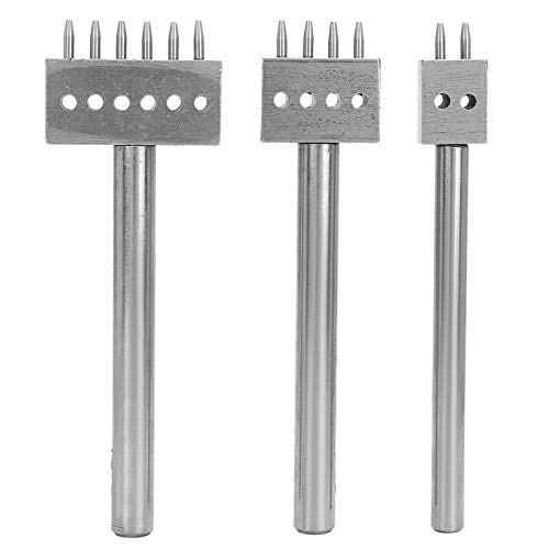 Cikonielf 3PCS Spacing Punch Tool DIY Leder Craft Hole Punching Set Gürtel Beruf Leder Hole Punch Tools Schneidstich für Wallet Belt Hole Puncher(6 mm Abstand (2 + 4 + 6)) von Cikonielf