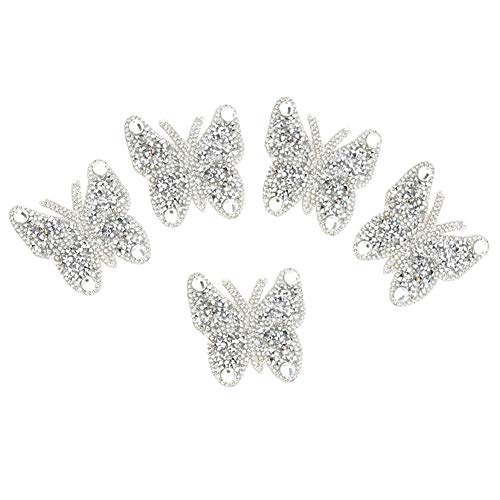 5 Stück Applique Crystals Perlen Stoff Patches Stickerei Sticker Hot Melt Glue Applique Decor(Silber) von Cikonielf