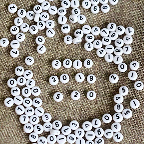 500PCs Acrylperlen DIY handgefertigte Perlen Schmuck Zubehör Brief Perlen verschiedene Perlen Acryl Alphabet Perlen Nummer 0-9 für Craft Collection von Cikonielf