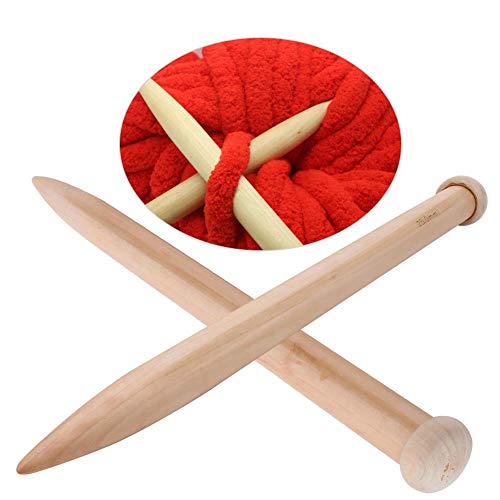 Cikonielf 1 Paar Holz Häkelnadel Stricknadeln Häkelnadeln Natürlicher Griff Häkelnadel Garn Craft Stricknadel Handwebwerkzeug für Schal Pullover Decke(25mm) von Cikonielf