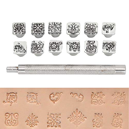 Cikonielf 12 Stück Leder Stempel Leder Prägestempel Set Leder Punzieren Leather Carving Craft DIY Punch Embossing Beveler Tools Kit für Heimwerker, Lederhandwerk, Drucken Cikonielf 12 Stück Leder Stempel Leder Prägestempel Set Leder Punzieren Leather Carving Craft DIY Punch Embossing Beveler Tools Kit für Heimwerker, Lederhandwerk, Drucken von Cikonielf