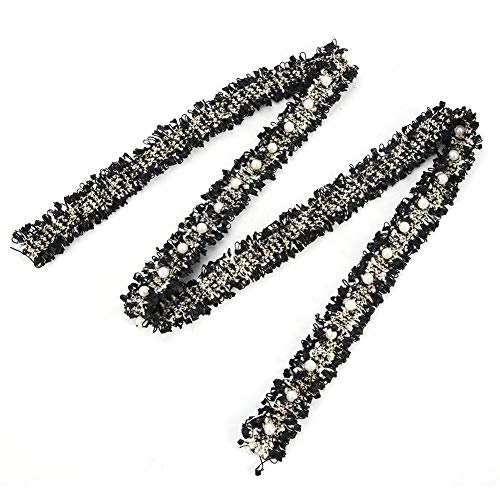 Cikonielf Pearl Lace Trim, 2 Yards Delicate Tassel Ribbon for Sewing Craft Wedding Party Decoration (Black) von Cikonielf