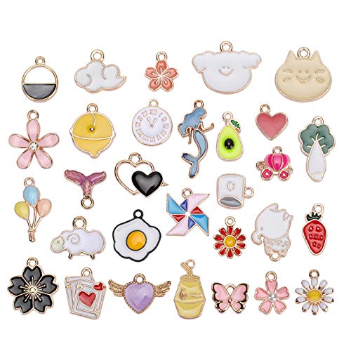 Cikonielf 30 Stück Emaille Charms Anhänger Vergoldete Tierfrucht Wolke Blume Anhänger für DIY Handwerk Armband Ohrring Halskette Schmuckherstellung Cikonielf 30 Stück Emaille Charms Anhänger Vergoldete Tierfrucht Wolke Blume Anhänger für DIY Handwerk Armband Ohrring Halskette Schmuckherstellung von Cikonielf