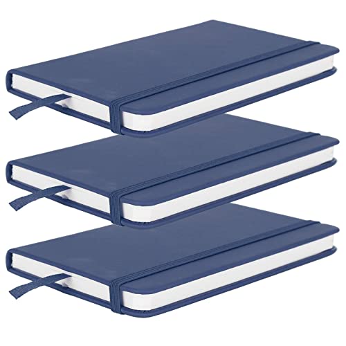 Cikonielf 3Pcs PU A6 Business Notepad Tragbare Hardcover Strap Notebook Tagebuch Briefpapier Büro Schulbedarf mit einem Gummiband Schulbüros(Blau) von Cikonielf