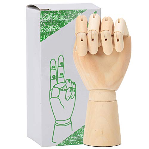 Cikonielf Modellhand aus Holz Gliederpuppe Hand Modell Kinder Linke Hand Modell Hand Statue Figur mit flexiblen Gelenken für Kunst Zeichnung Ausstellung von Cikonielf