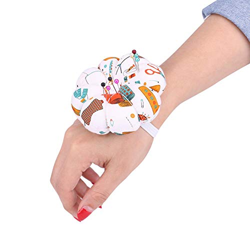 Cikonielf Nähnadel Nadelkissen Pin Kissen Armnadelkissen Handgelenk Nadelkissen Wrist Wearable Pumpkin Pincushion Form Nadelkissen für DIY Nähen Handwerk (#2) von Cikonielf