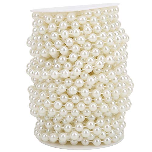 Perlengirlande 20m Perlenband Perlenkette 10mm künstliche Perlen Kette für Hochzeit Home Party DIY Handwerk Anhänger Dekoration(Beige) von Cikonielf