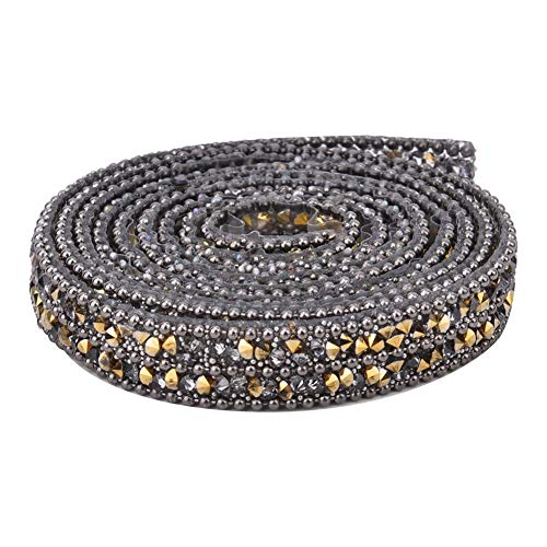 Strasssteine Diamant Band 1Yard 10mm Diamond Mesh Wrap Kristall Strass Band Dekoration Crystal Strasskette Dekoration für Kleidung Kleid Gürtel Kragen Haarnadel Schuhe(Gold) von Cikonielf