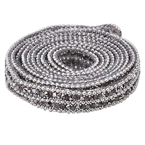 Strasssteine Diamant Band 1Yard 10mm Diamond Mesh Wrap Kristall Strass Band Dekoration Crystal Strasskette Dekoration für Kleidung Kleid Gürtel Kragen Haarnadel Schuhe(Transparentes Grau) von Cikonielf