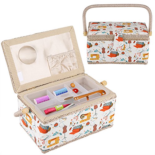 Zoternen Nähkorb Premium Nähkästchen, Nähzubehör, Aufbewahrungsbox, Nähset mit Griff für Zuhause und Reisen, 27,8 x 18 x 14,5 cm von Cikonielf