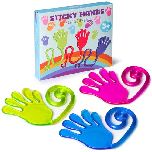 Cikyner Klatschhand für Kinder, 3 Stück Bunte Glibberhand als Party Mitbringsel Gastgeschenk, Gummi Hand, Klebehände Spielzeug für Klassenpreise, Geburtstagsfeier, Ostern, Weihnachts von Cikyner