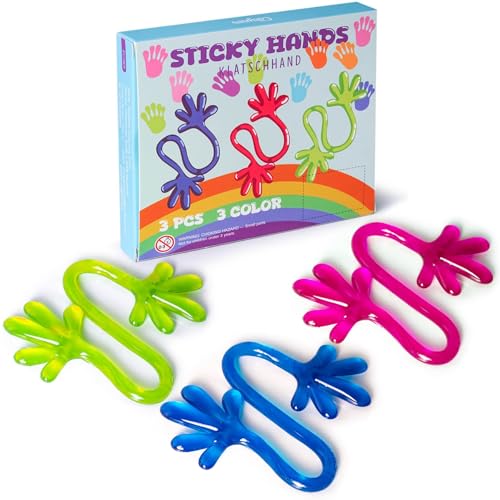Cikyner Klatschhand für Kinder, 3 Stück Bunte Glibberhand als Party Mitbringsel Gastgeschenk, Gummi Hand, Klebehände Spielzeug für Klassenpreise, Geburtstagsfeier, Ostern, Weihnachts von Cikyner