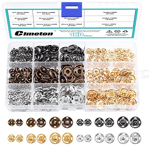 Cimeton 180 Sets Sew-on Druckknöpfe Unsichtbare Metall Snaps Befestigung Druckknöpfe Knöpfe zum Nähen von Kleidung 9mm 12mm 15mm Gold Bronze Schwarz Silber Cimeton 180 Sets Sew-on Druckknöpfe Unsichtbare Metall Snaps Befestigung Druckknöpfe Knöpfe zum Nähen von Kleidung 9mm 12mm 15mm Gold Bronze Schwarz Silber von Cimeton