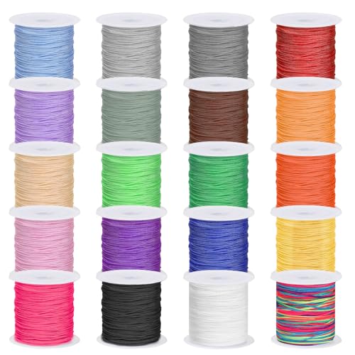 Cimeton 20 Rollen 20M Nylon String für Armbänder, Bunte Nylon Perlenfaden, Lanyard String Chinesisch Knüpfen Cord Nylon Armbänder Silky Satin Cord Nylon String für die Schmuckherstellung Cimeton 20 Rollen 20M Nylon String für Armbänder, Bunte Nylon Perlenfaden, Lanyard String Chinesisch Knüpfen Cord Nylon Armbänder Silky Satin Cord Nylon String für die Schmuckherstellung von Cimeton