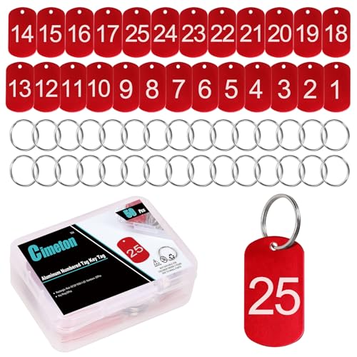 Cimeton 25 Stück rechteckige nummerierte Schlüsselanhänger Markierung zum Aufhängen von Gepäckstücken mit Ringen Aluminiumlegierung Metall Nummernschilder zur Dekoration Cimeton 25 Stück rechteckige nummerierte Schlüsselanhänger Markierung zum Aufhängen von Gepäckstücken mit Ringen Aluminiumlegierung Metall Nummernschilder zur Dekoration von Cimeton