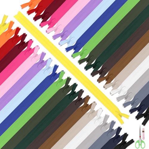 Cimeton 42PCS gemischte Farben Nylon unsichtbare Reißverschlüsse Sortiment Kit 13 Zoll unsichtbare Reißverschlüsse bunte Nähen unsichtbare Reißverschlüsse für Kleidung Tasche Geldbörse Herstellung von Cimeton