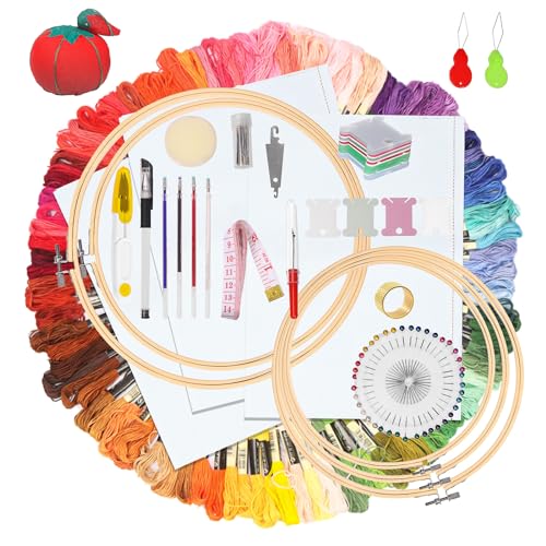 Cimeton 44-teiliges Stickset mit Fäden, Nähnadeln, Stoff, Stickrahmen und Kreuzstich-Werkzeugen für Erwachsene und Kinder Anfänger Cimeton 44-teiliges Stickset mit Fäden, Nähnadeln, Stoff, Stickrahmen und Kreuzstich-Werkzeugen für Erwachsene und Kinder Anfänger von Cimeton