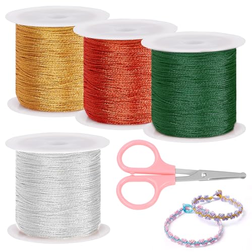 Cimeton 5Pcs Metallic Schnur Tinsel Seil Set mit Schere, 4-Farben Metallic Tinsel Faden String, 220 Yards Metallic elastische Schnüre, Tinsel String Metallic Tinsel Schnüre für Handwerk Herstellung Cimeton 5Pcs Metallic Schnur Tinsel Seil Set mit Schere, 4-Farben Metallic Tinsel Faden String, 220 Yards Metallic elastische Schnüre, Tinsel String Metallic Tinsel Schnüre für Handwerk Herstellung von Cimeton