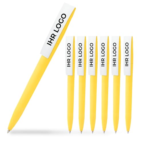 Cimpress 100x Kugelschreiber selbst gestalten, Personalisierter Stift, Ballpoint Pen mit eigenem Logo, Ideal als Werbegeschenk für Arbeitskollegen und Kunden, Geschenk für Jubiläum, Feiern, Geburtstag von Cimpress