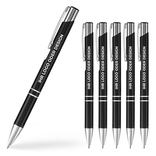 Cimpress Kugelschreiber mit Gravur, Aluminiumgehäuse, blaue Tinte, Personalisierter Stift mit Textgravur, ideal als Werbeartikel oder Firmengeschenk, 500 Stück, Schwarz Cimpress Kugelschreiber mit Gravur, Aluminiumgehäuse, blaue Tinte, Personalisierter Stift mit Textgravur, ideal als Werbeartikel oder Firmengeschenk, 500 Stück, Schwarz von Cimpress
