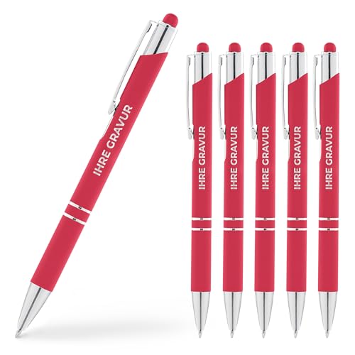 Cimpress Kugelschreiber mit eigenem Text bedrucken, Ballpoint Stift personalisiert, Geschenk für Mitarbeiter oder Kunden, Ideal als Werbeartikel schwarze Tinte, 500 Stück, Rot von Cimpress