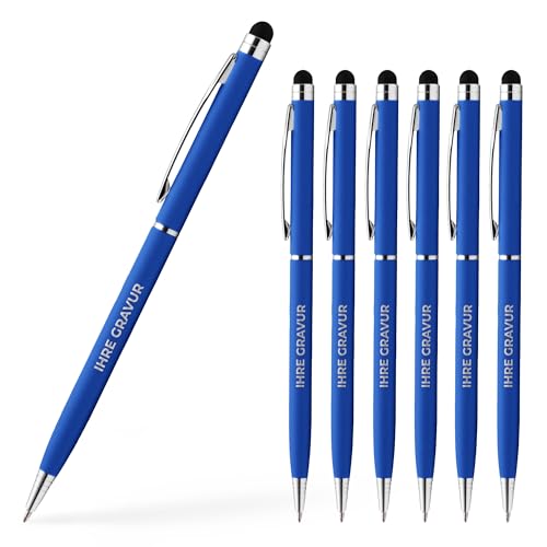 Cimpress Soft-Touch Kugelschreiber mit Stylus, personalisiert mit Gravur Werbeartikel mit eigenem Text aus Aluminium, schwarze Tinte, 250 Stück, Blau Cimpress Soft-Touch Kugelschreiber mit Stylus, personalisiert mit Gravur Werbeartikel mit eigenem Text aus Aluminium, schwarze Tinte, 250 Stück, Blau von Cimpress
